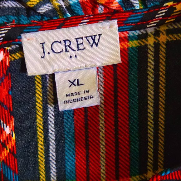 JCrew Tartan Now Neck To With Ruffles Sleeveless High Collar Size XL - Picture 7 of 9
